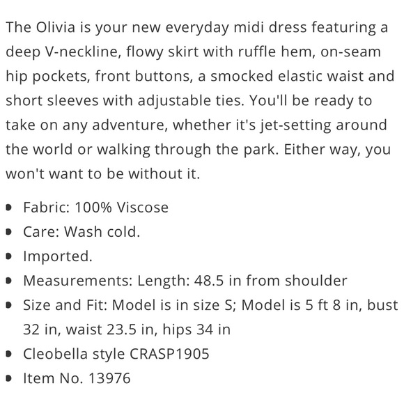 NWOT Cleobella Olivia Midi Dress in Salsa Floral RED/CORAL - SIZE S - Picture 14 of 15